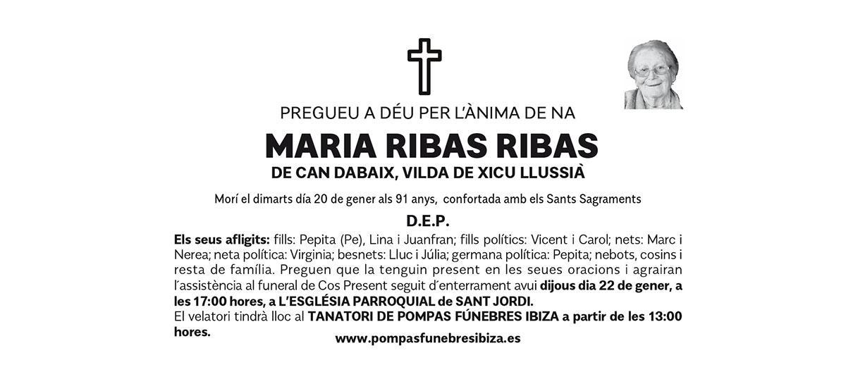 Esquela Maria Ribas Ribas
