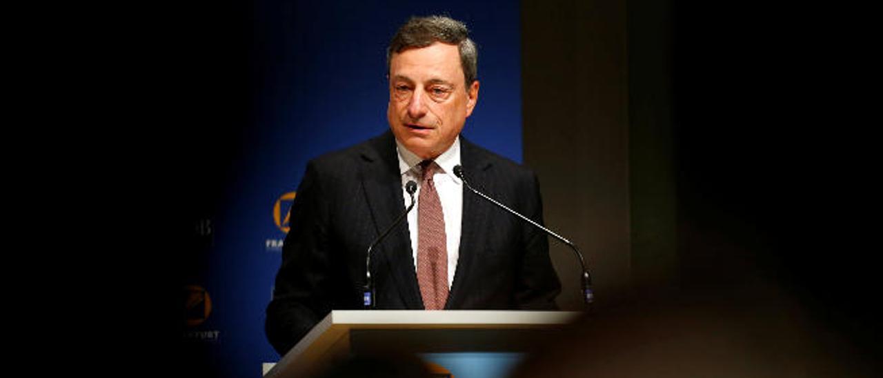 Mario Draghi en su intervención ayer en la 49 convención del Banco de Desarrollo Asiático, en Frankfurt.