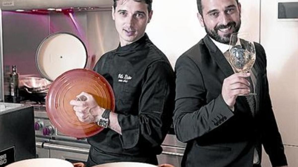 El chef Fran López y el sumiller Javier Campo, el miércoles en Barcelona.