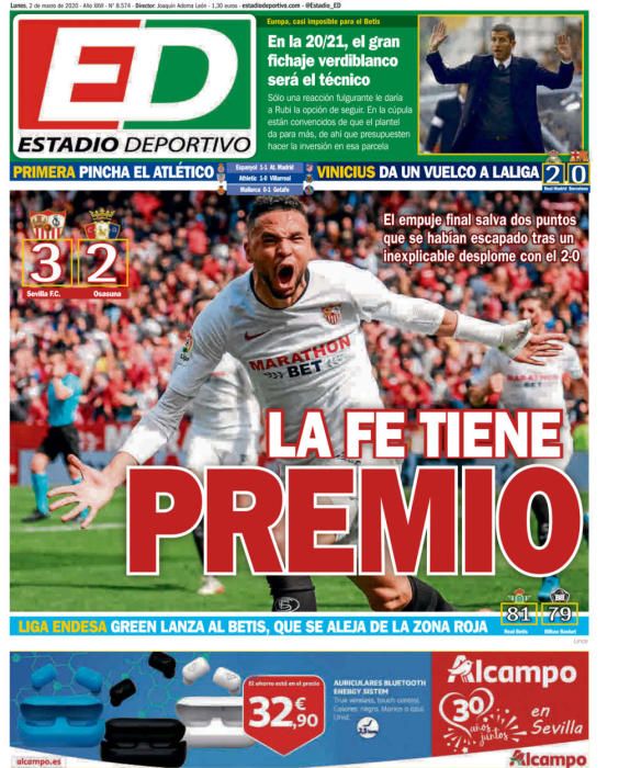 Portada ESTADIO DEPORTIVO lunes 2 marzo 2020