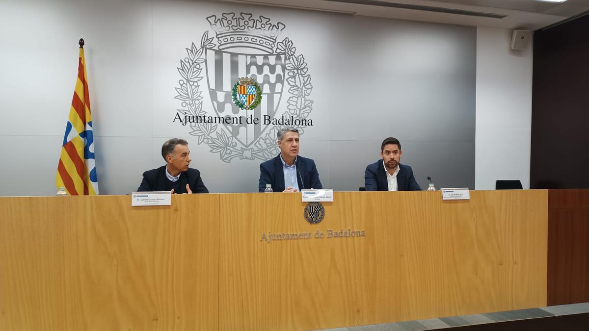 Imagen de la rueda de prensa de presentación del coste del nuevo contrato de limpieza de Badalona