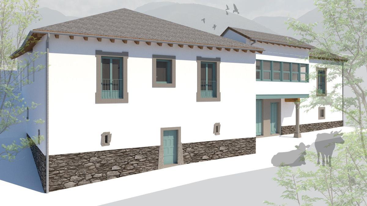 Recreación de la casa tras la restauración. Recreación de la casa tras la restauración.
