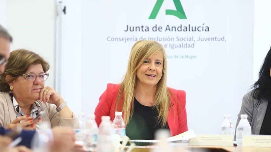 La coordinadora del IAM en Córdoba, Rosario Alarcón, y la delegada de Inclusión Social de la Junta en Córdoba, Dolores Sánchez, durante la celebración de la tercera comisión de seguimiento de la violencia de género.