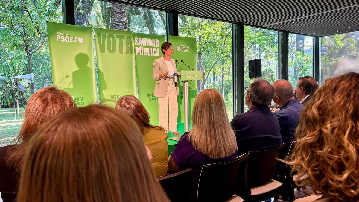La ministra de Vivienda, Isabel Rodríguez, en el acto del partido celebrado este martes en Sevilla.