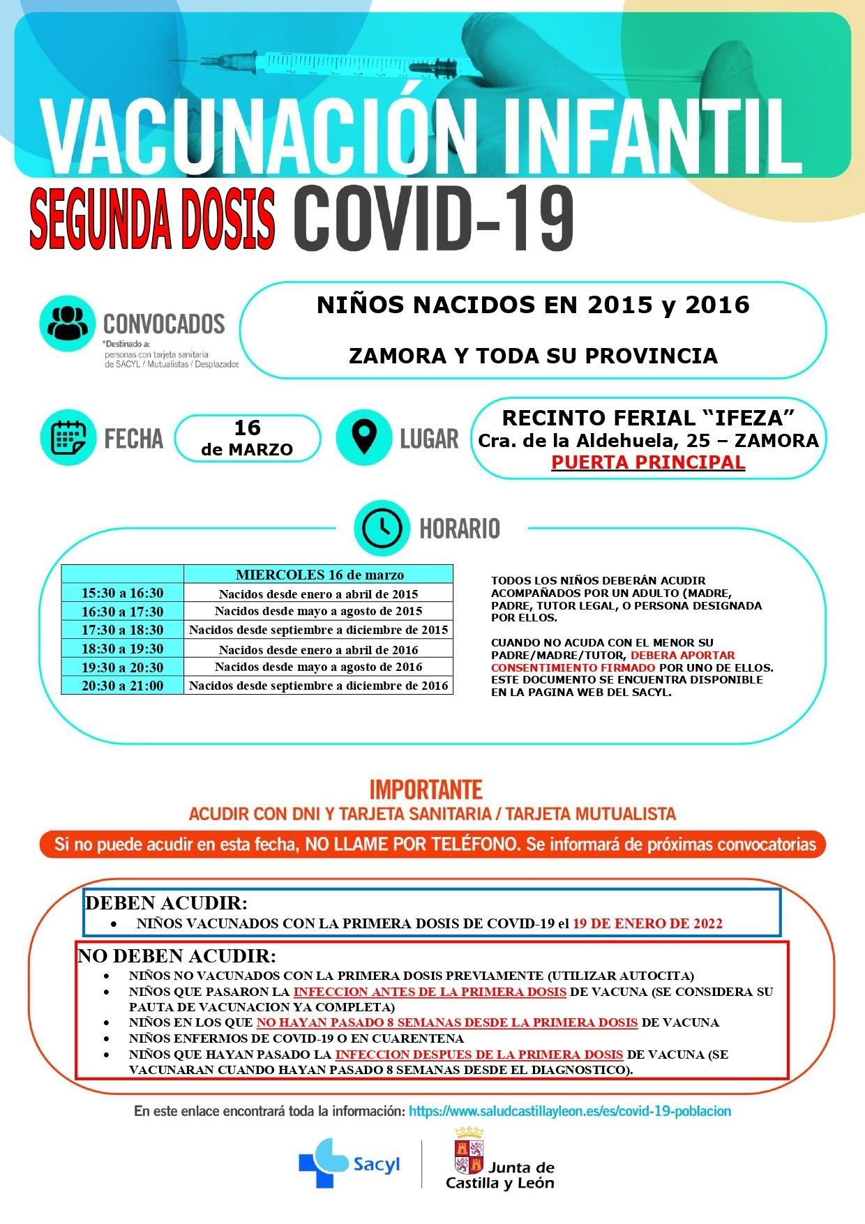 Cartel oficial de vacunación.