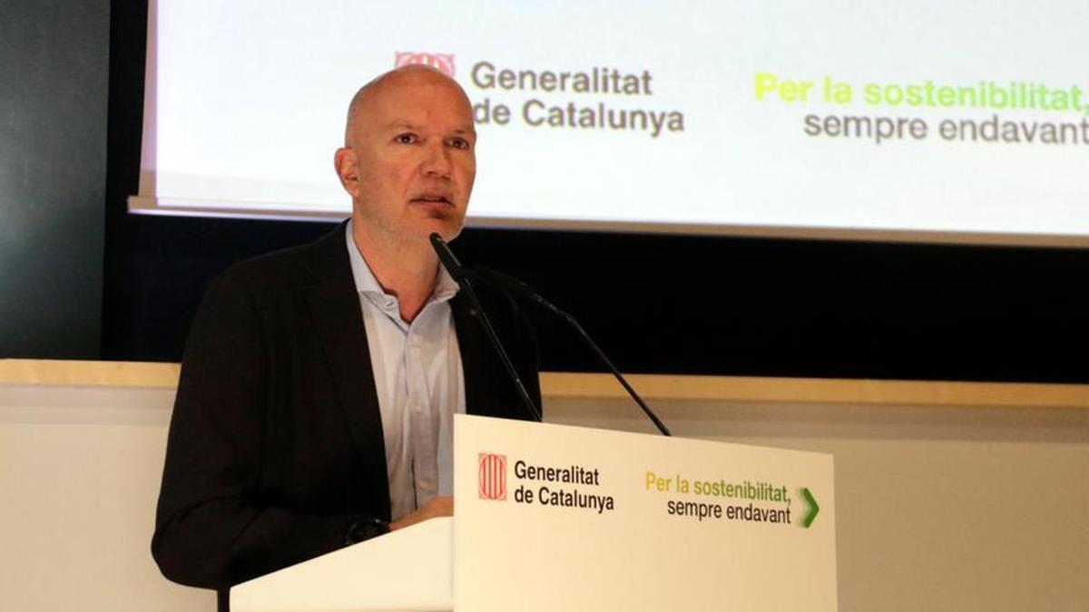 El conseller d'Acció Climática, David Mascort, en un acto en Girona