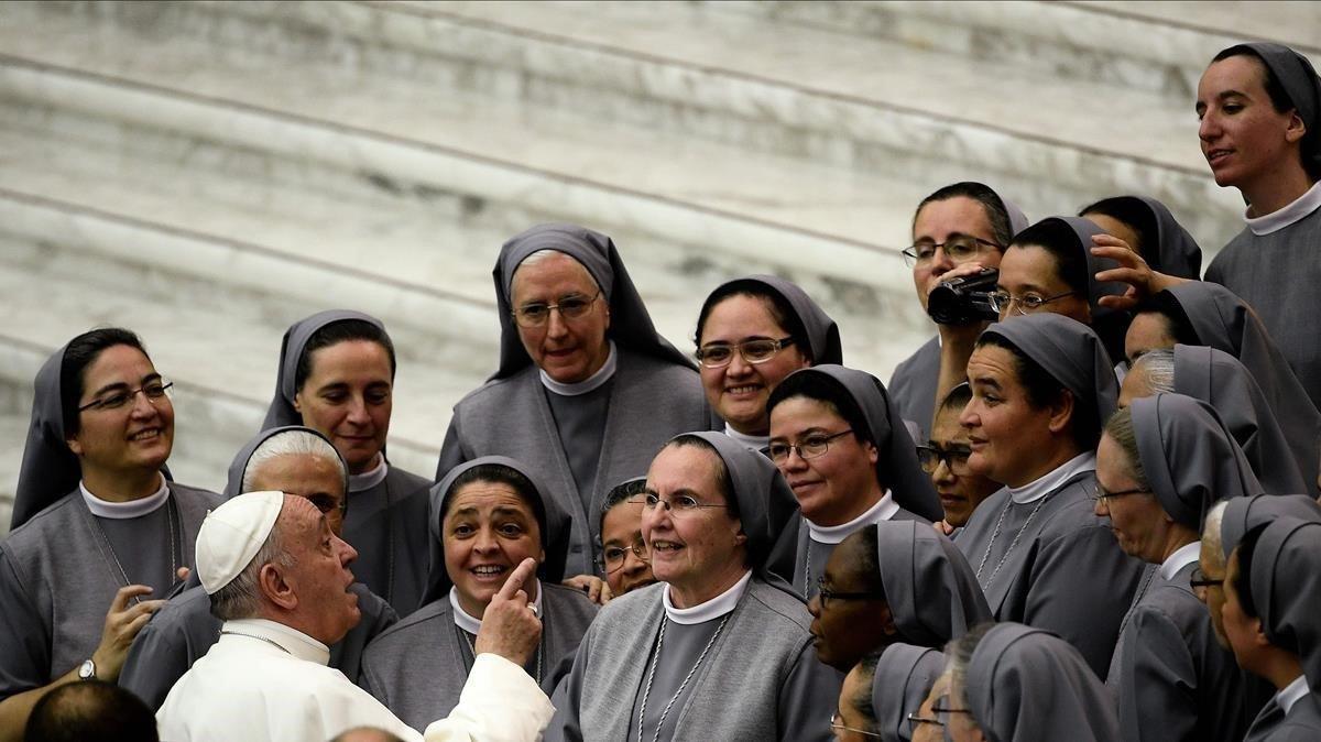 undefined49359153 topshot   pope francis  c  gestures as he speaks with a grou191003182641