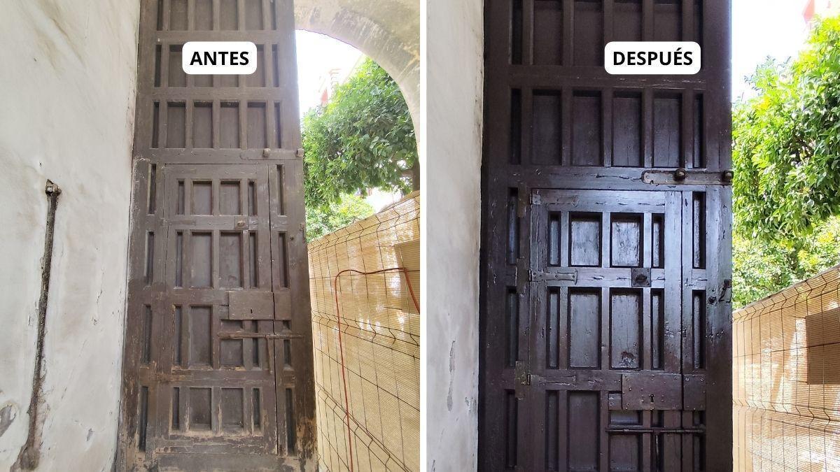 Restauración del histórico portalón del Patio de Banderas del Real Alcázar de Sevilla
