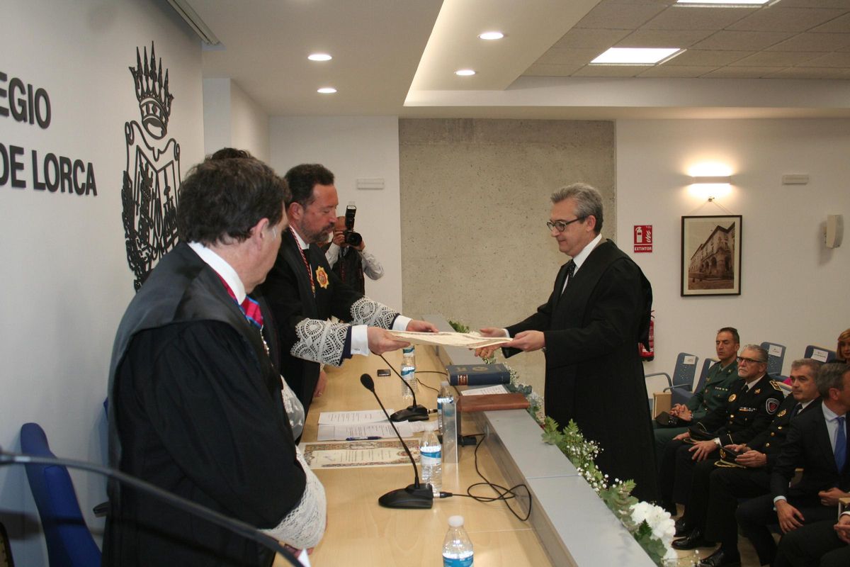 Julio Antonio Pérez Soubrier recogía su diploma e insignia por 25 años de ejercicio profesional.