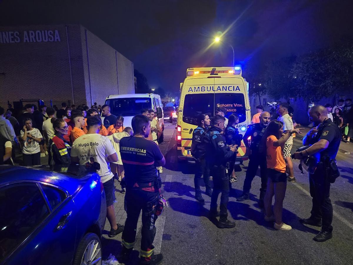 Una intervención policial anterior en la zona de la «movida» nocturna de Vilagarcía.