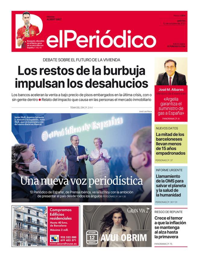 La portada d’EL PERIÓDICO del 12 d’octubre del 2021