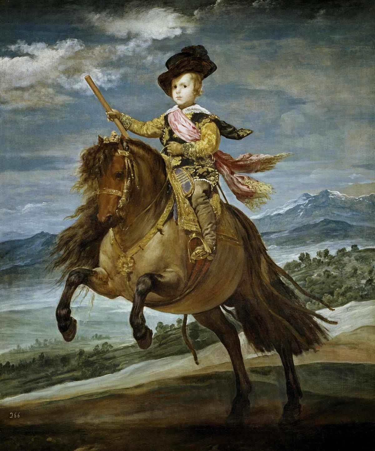 Detalle de 'El príncipe Baltasar Carlos a caballo', de Diego Velázquez, uno de los cuadros en los que se reflejan mejor los cielos madrileños de mitad del siglo XVII.