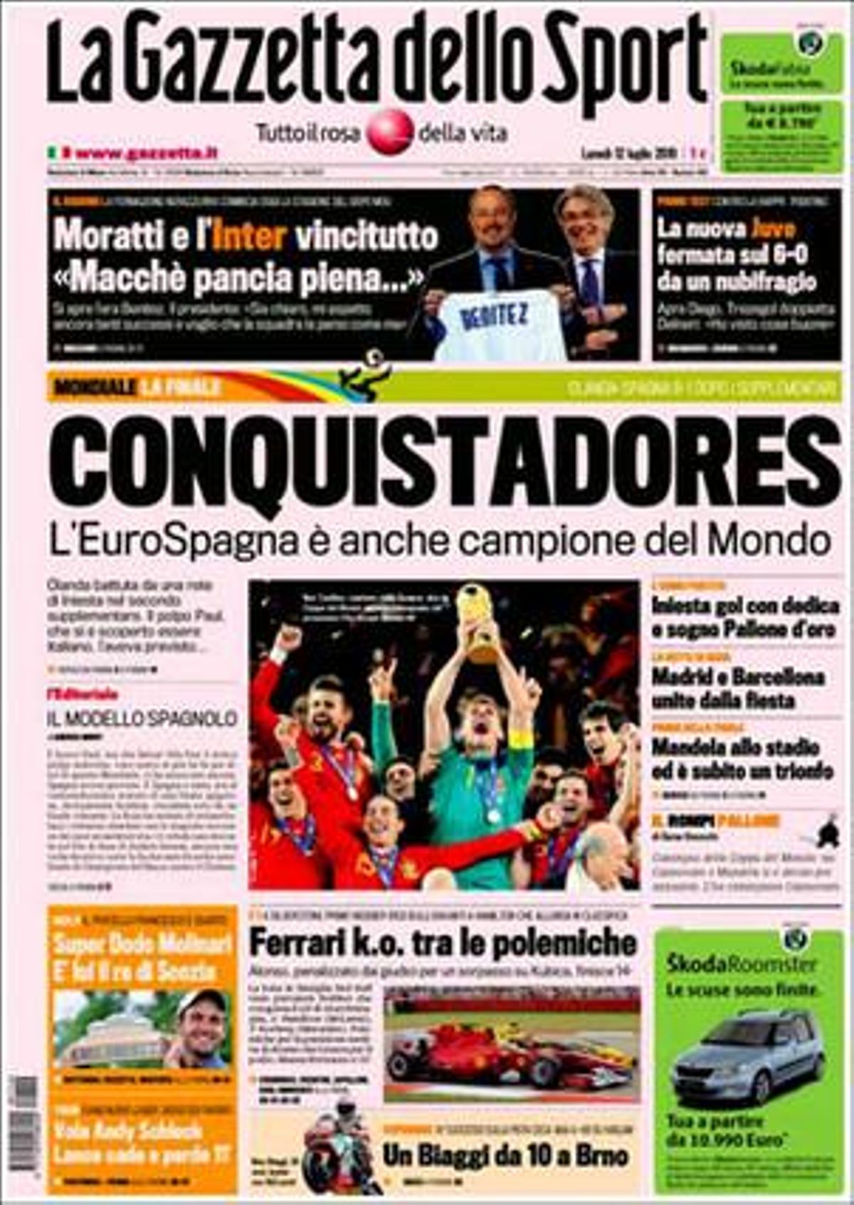 ’La Gazzetta dello Sport’ (Itàlia): Espanya també és campiona del món.