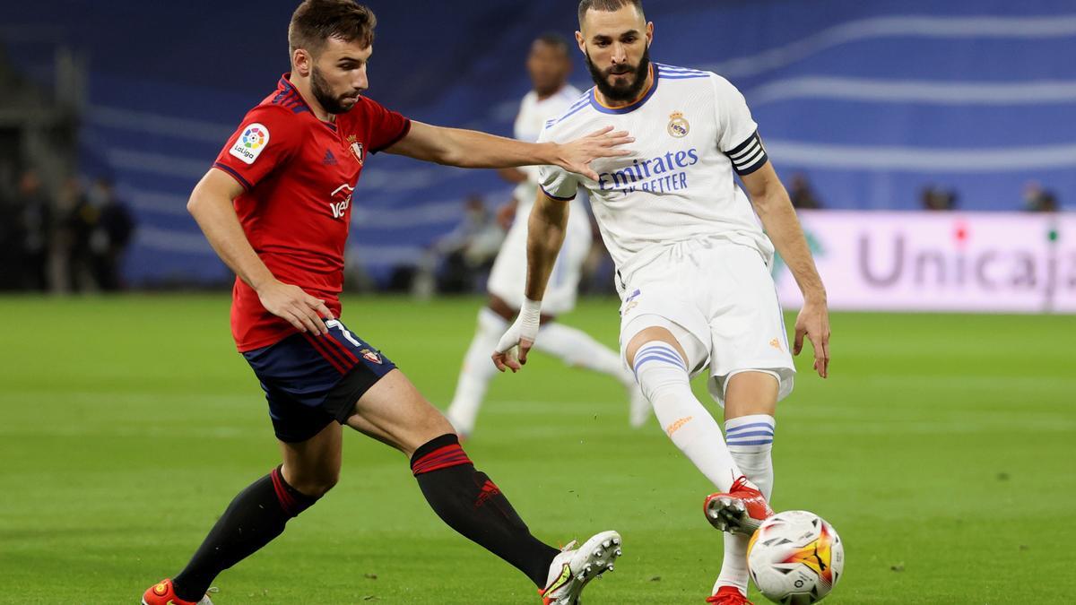 Benzema en su último partido ante Osasuna