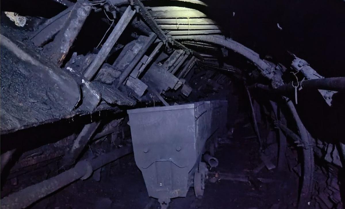 Imágenes del interior del tercer piso de la mina de Cerredo, donde se produjo el accidente mortal.
