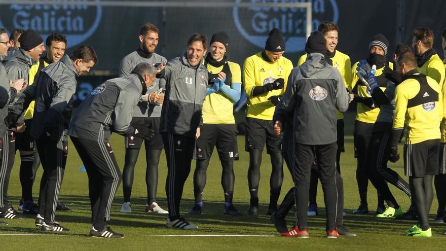 Berizzo, esta mañana, en A Madroa. // Ricardo Grobas