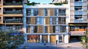 Recreación del edificio cerca de Nuredduna donde se venden pisos de hasta 1,1 millón de euros.