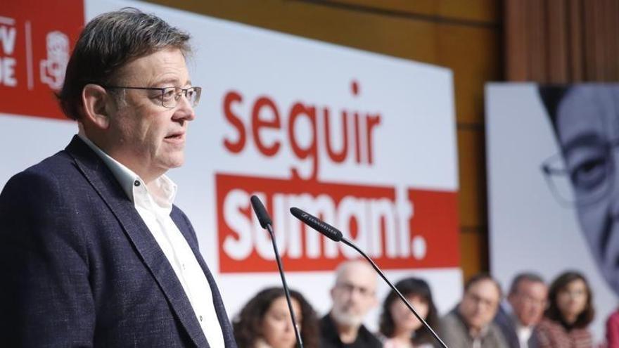 Puig, durante el cierre de la convención del PSPV en el Jardín Botànic de València