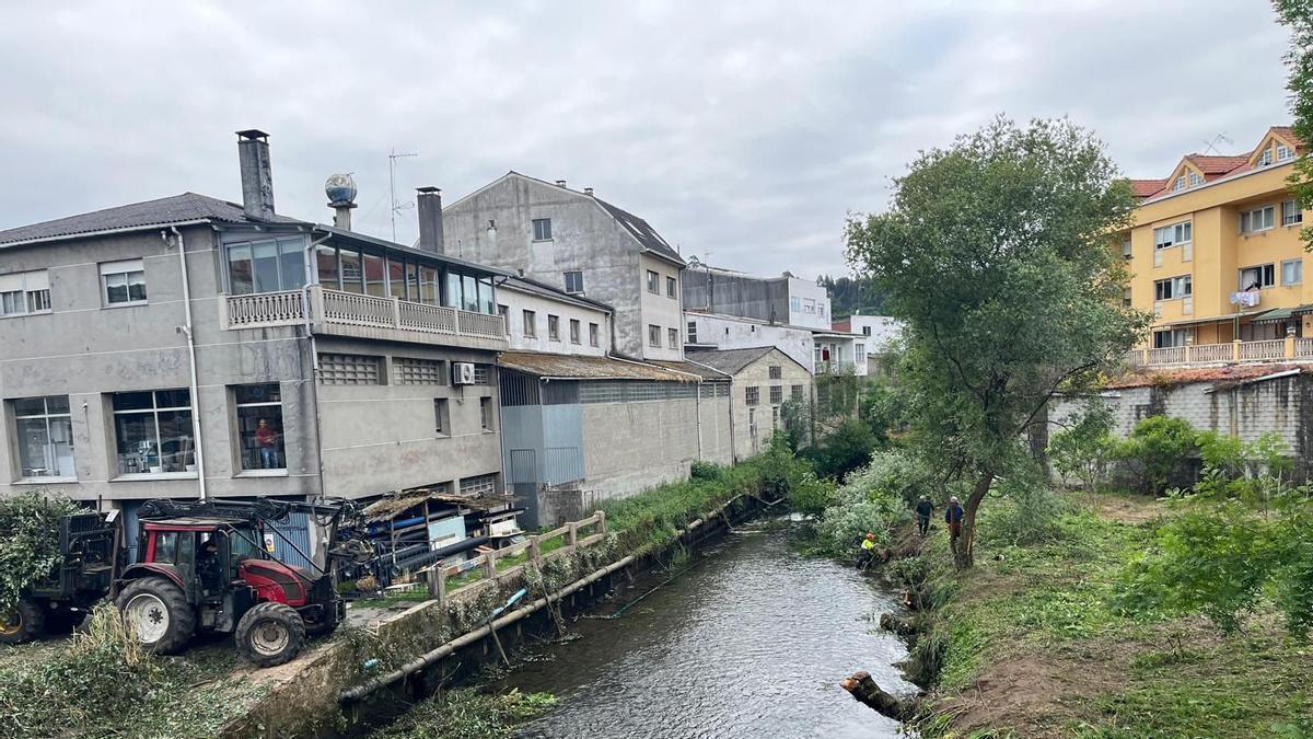 Betanzos inicia en As Cascas la limpieza del tramo urbano del río Mendo