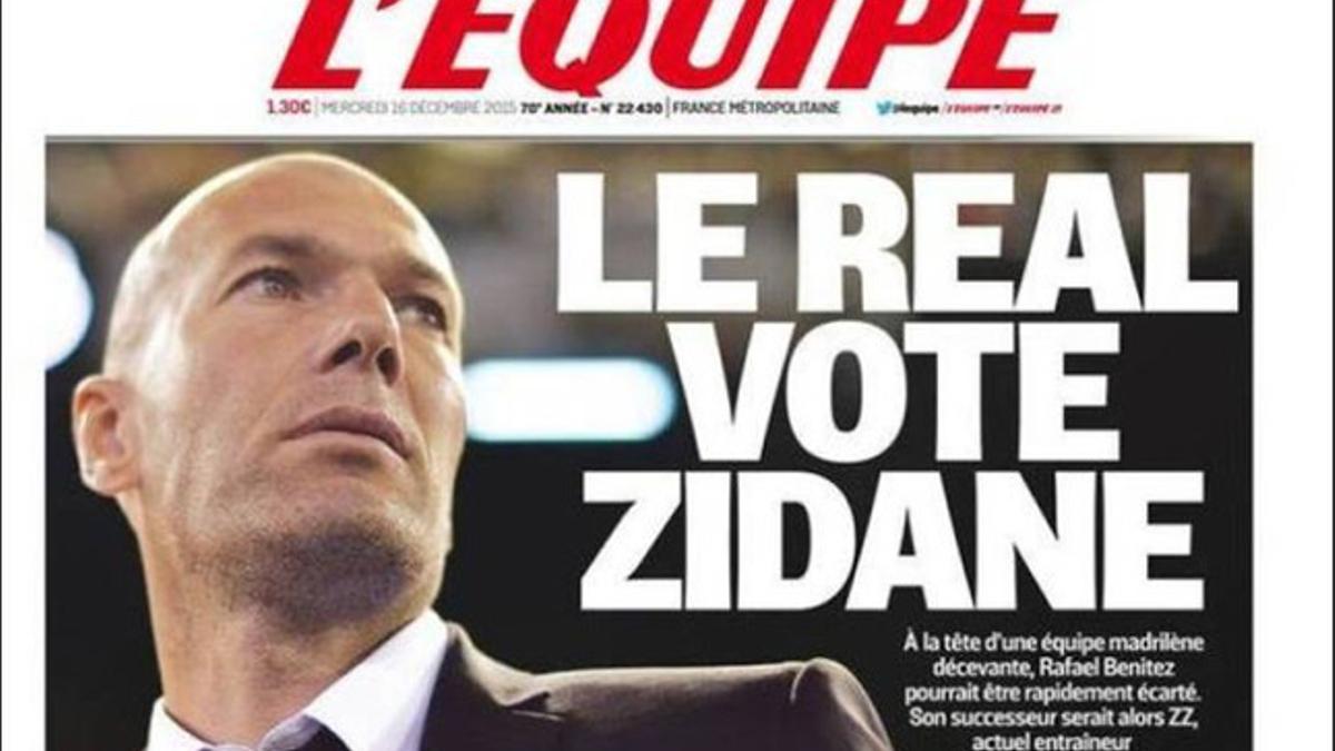 &quot;El Real vota Zidane&quot;, según &quot;L'Equipe&quot;