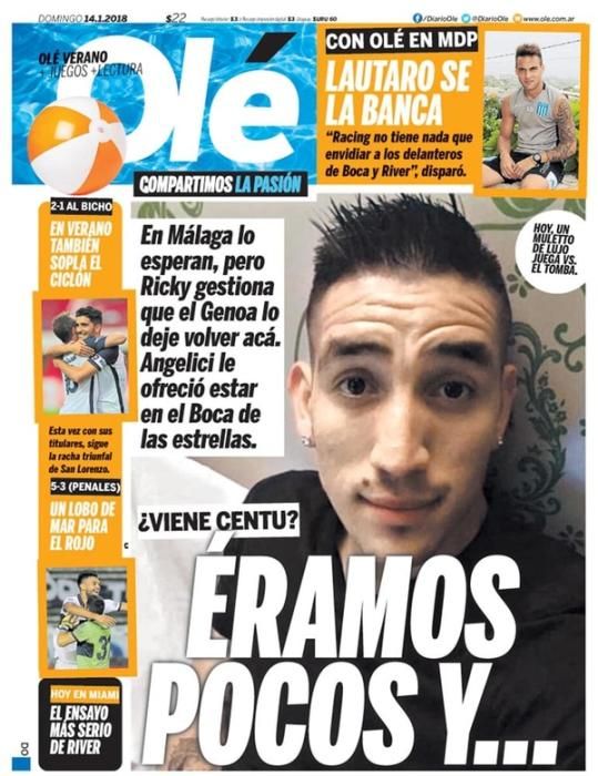 Portadas domingo 14 de enero de 2018