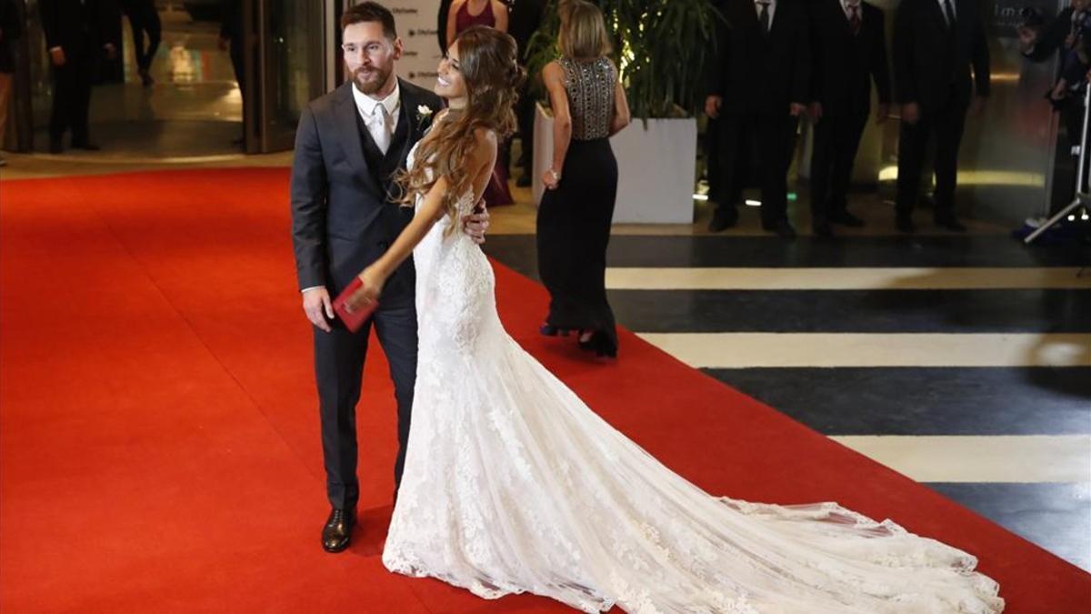 Antonela Rocuzzo y Leo Messi, tras su boda en Rosario