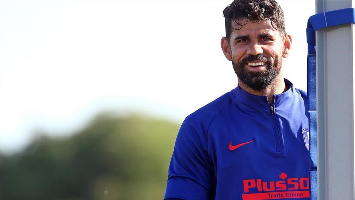 Diego Costa, en un entrenamiento con el Atlético de Madrid.