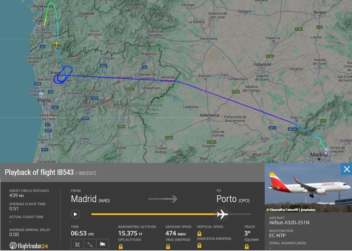 Uno de los aviones de Iberia desviados a Vigo.