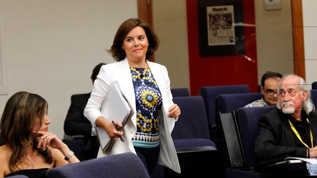 Soraya Sáenz de Santamaría, en la rueda de prensa del Consejo de Ministros