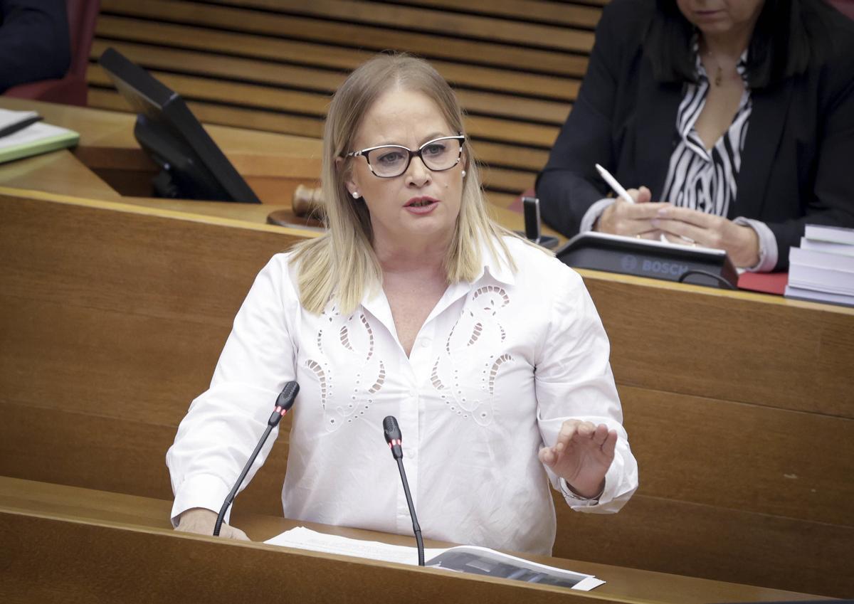 La diputada del PSPV, Rosa Peris, interviene en las Corts, este miércoles.