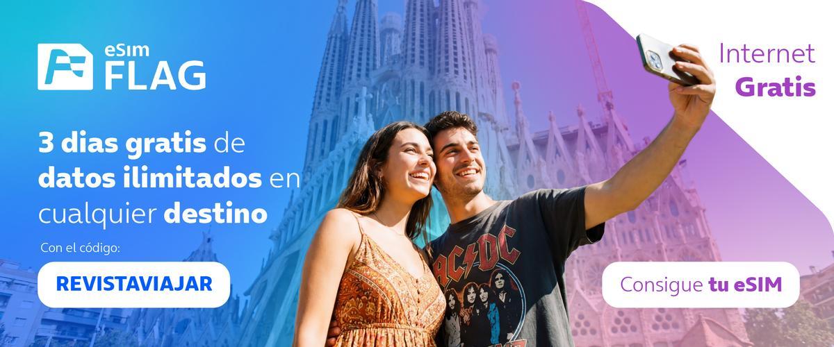 Con eSimFLAG, tres días gratis de datos ilimitados para viajar conectado en cualquier destino sin preocuparte por el roaming.