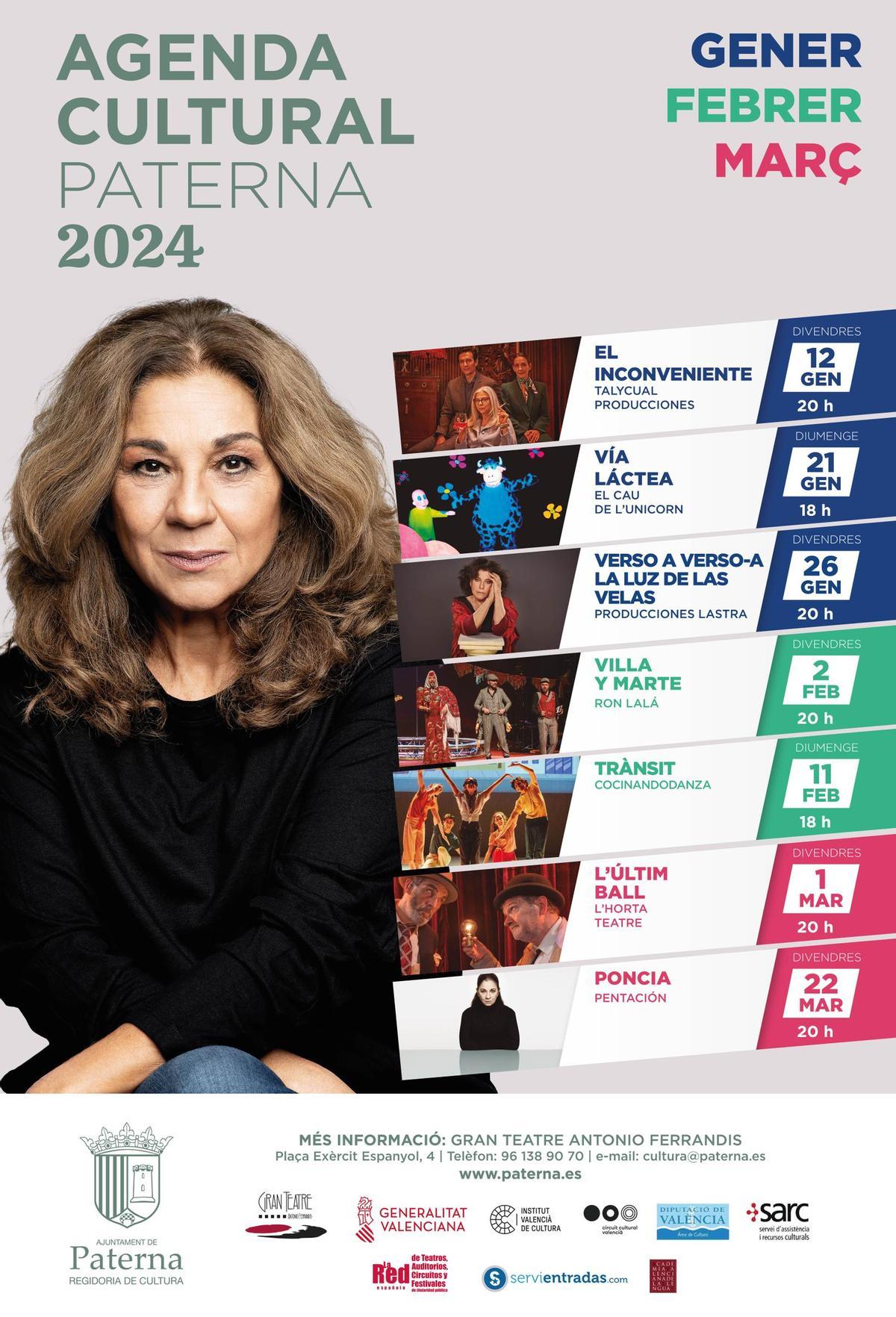 Agenda cultural del Gran Teatre Antonio Ferrandis para el primer trimestre de 2024.