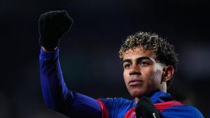 Lamine Yamal, durante el partido ante el Albacete