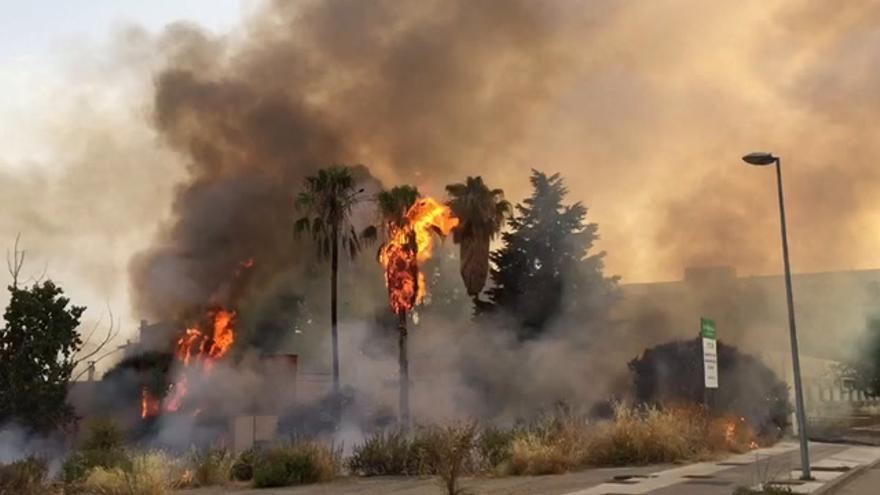 Incendio junto al pabellón Juancho Pérez