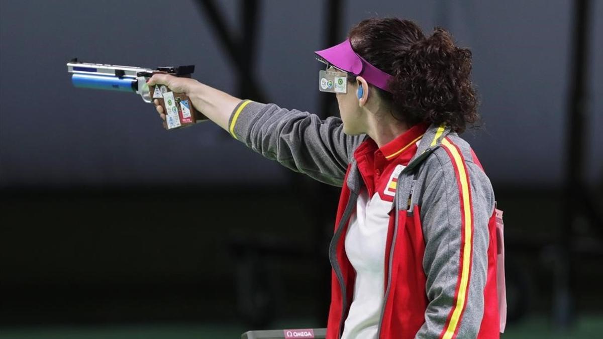 Sònia Franquet, durante la final olímpica de pistola de 10 metros.