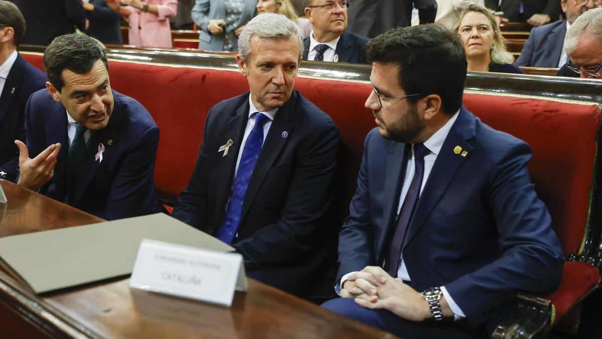 Juanma Moreno, Alfonso Rueda i Pere Aragonès.