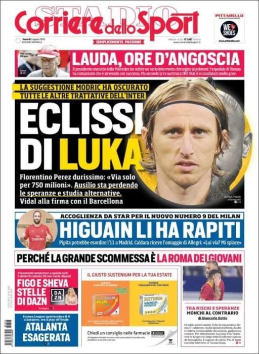 Portada CORRIERE DELLO SPORT viernes 3 de agosto