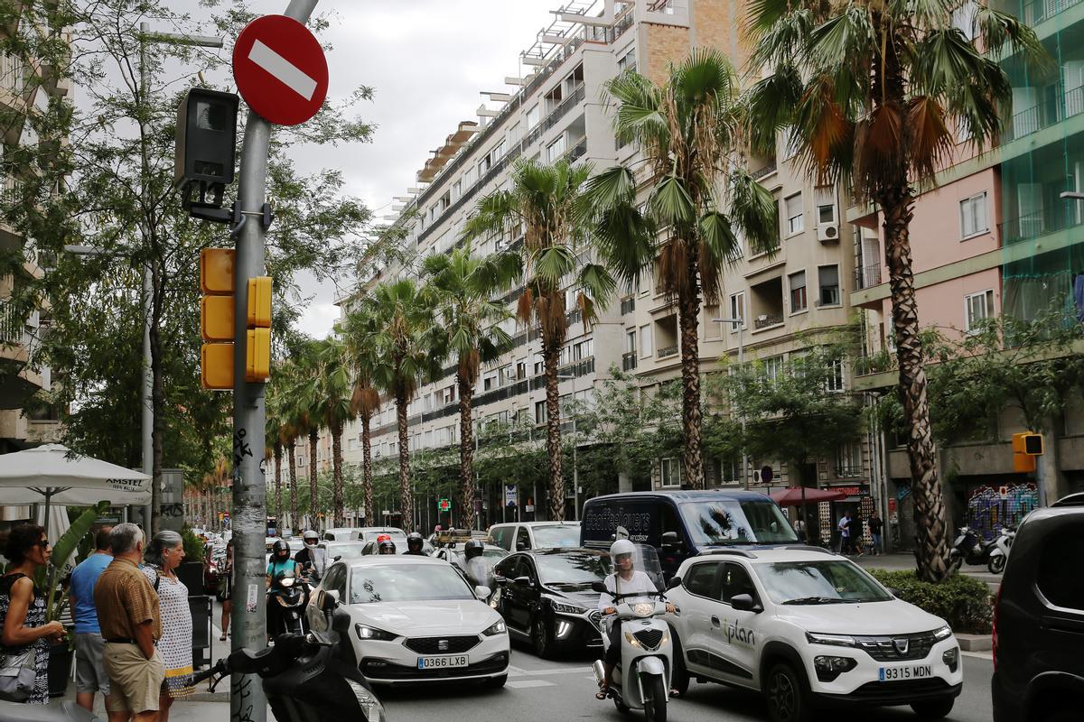 Nuevos radares pedagógicos en Barcelona, vista del situado en la Travessera de Dalt-Verdi