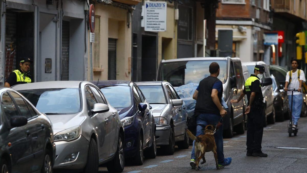 Los perros de la Policía revisaron el coche del sospechoso, aparcado en la misma calle del crimen.