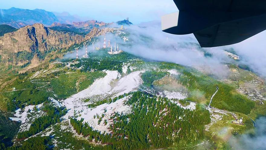 La nieve en Gran Canaria, desde el aire