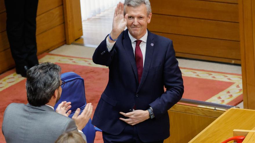 El presidente de la Xunta en funciones, Alfonso Rueda, en la segunda jornada de la sesión de su investidura.