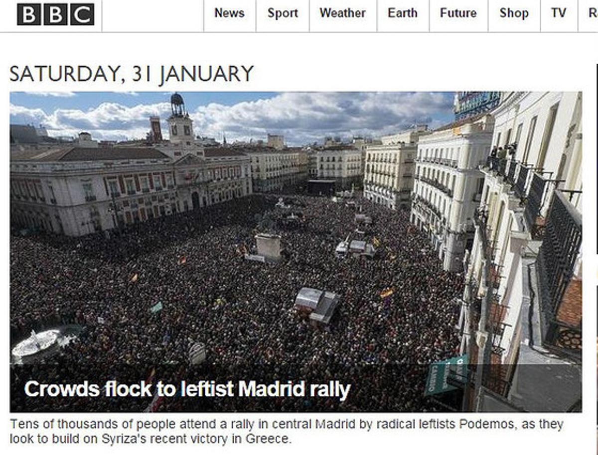 La portada de l’edició digital de la BBC.