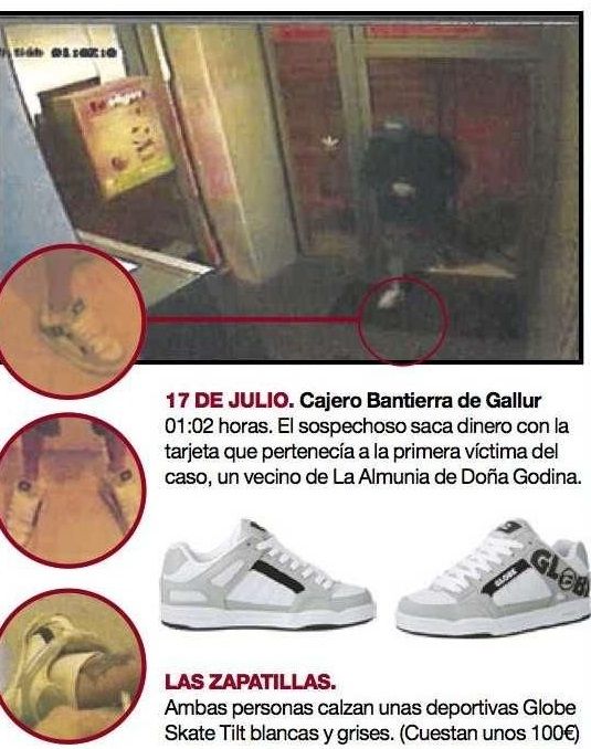 Zapatillas y tatuajes con los que se pudo reconocer al tercero de los encausados.