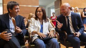 Los políticos Carlos Mazón (PP), Llanos Massó (Vox) y Toni Gaspar (PSOE).