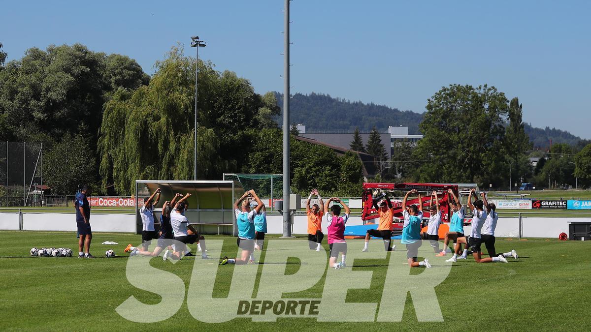 El entrenamiento de este martes, sin los titulares ante el Borussia Dortmund