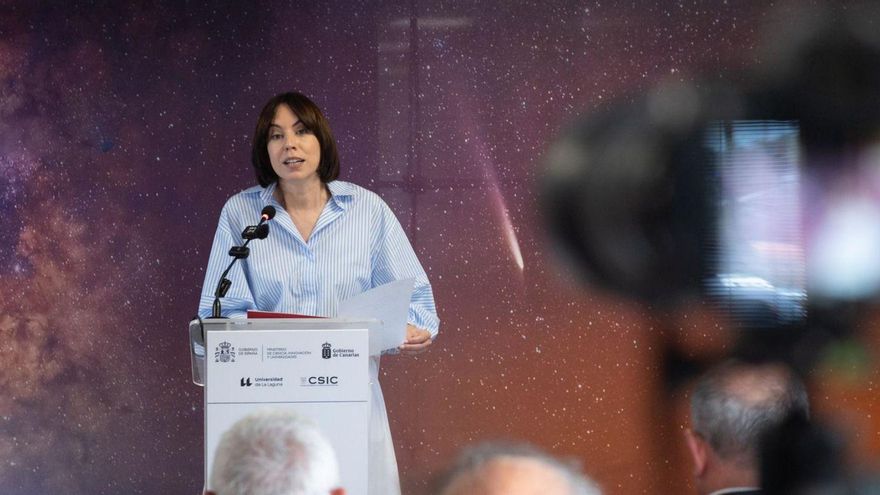 La ministra Diana Morant, tras el Consejo Rector del IAC.