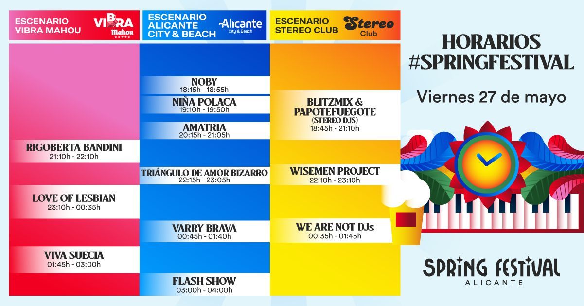 Horarios Spring Festival 2022: Viernes 27 de mayo