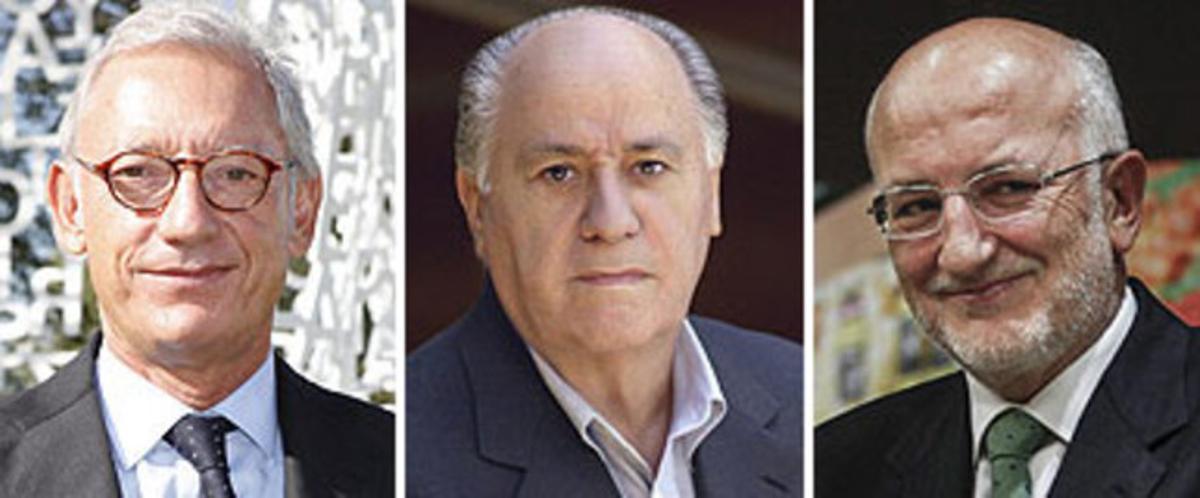 D’esquerra a dreta, Isak Andic, Amancio Ortega i Juan Roig. D’esquerra a dreta, Isak Andic, Amancio Ortega i Juan Roig.