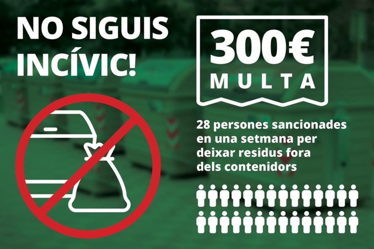 Cornellà multa més de 20 persones en un mateix dia per haver deixat residus fora dels contenidors Cornellà multa més de 20 persones en un mateix dia per haver deixat residus fora dels contenidors