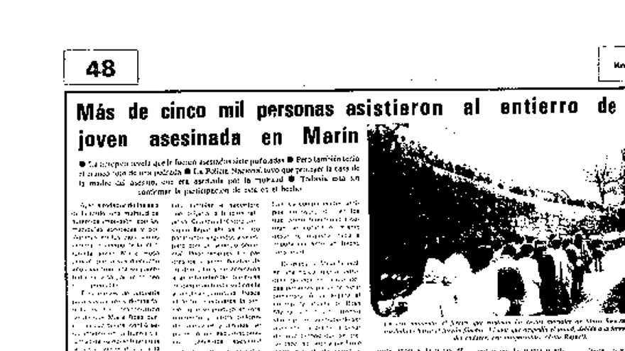 Otra noticia del 7 de diciembre de 1982 sobre el entierro de la joven de Bueu.   | // FDV